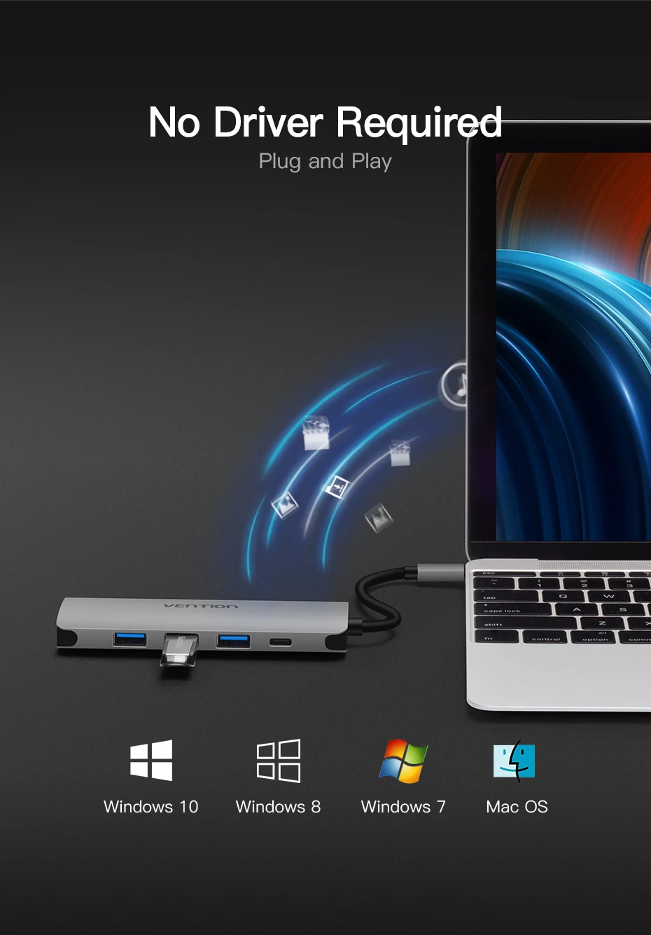 Vention USB C к VGA концентратор 1080P 60 Гц USB 3,0 концентратор тип-c к VGA конвертер для MacBook Pro Chromebook Pixel Thunderbolt 3 адаптер
