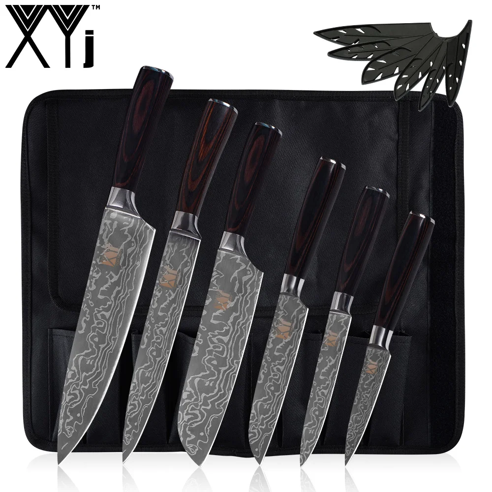 XYj набор ножей из дамасской стали 7Cr17, кухонный нож из немецкой стали, профессиональные повара, аксессуары для приготовления пищи - Цвет: Type 1