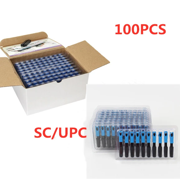 

100 PCS Embedded SC UPC Fiber Optic Fast Connector FTTH single-mode fiber optic SC quick connector SC adapter Field Assembly