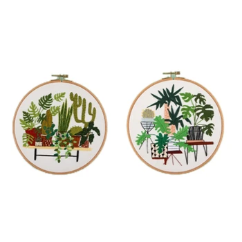 

Embroidery Starter Kit with Pattern, Full Range of Stamped Embroidery Kits with Cross Stitch 2Pcs