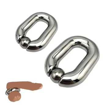 Male Heavy Duty BDSM Stainless steel Ball Scrotum Stretcher metal penis bondage Cock Ring Delay ejaculation male new Sex Toy men 1