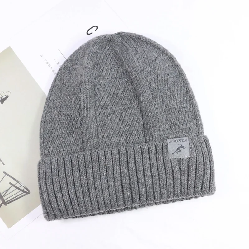 H Теплые зимние шапки для женщин, Вязанные шерстяные Твист Skullies Beanie, модная однотонная шерстяная шапка Skullies - Цвет: H