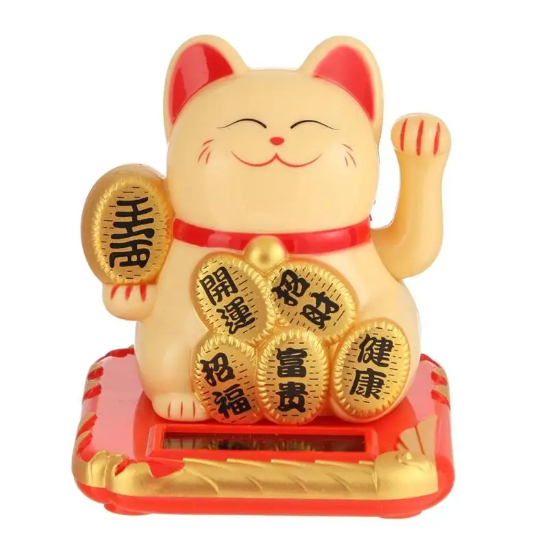 Новая мода, черный/белый, на солнечных батареях, Maneki Neko, добро пожаловать, удача, кошка, удача для дома, автомобиля, отеля, ресторана, Декор, ремесло