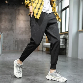 

Sweatpants Men Pants Plus Size Korean Fashion Ankle-length 4XL Mens Drawstring All Match Males Hip Hop Trousers Street Style