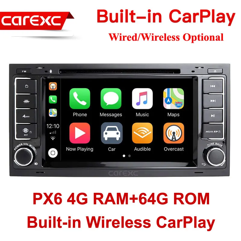 CarExc 2-DIN Android 9,0 авто радио для VW Volkswagen Touareg T5 транспортер мультивен встроенный CarPlay с DVD gps навигационная автомобильная система Muiltmedia плеер - Цвет: PX6 64G ROM