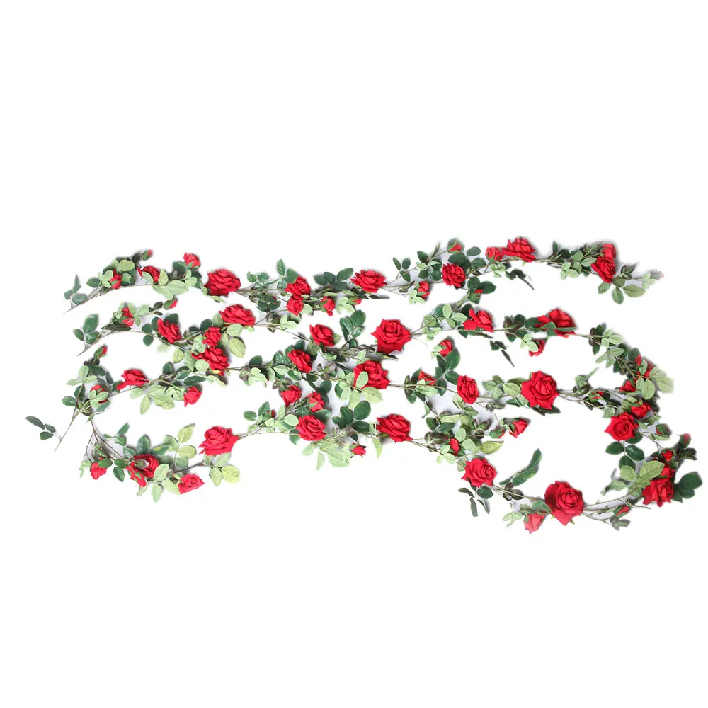 Ivy Vine Artificial Flowers Wedding Decorations Silk Rose Arch Decor With Green Leaves Hanging Wall Garland With Green Leaves