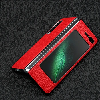 

Genuine Leather Flip Case Anti-knock Case Protective Phone Shell Shockproof Hard Cases Cover for Samsung Galaxy Fold Accessories