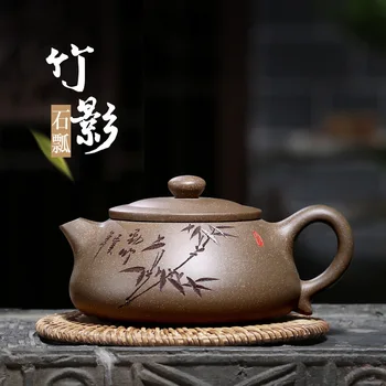 

Yixing famous xiao-lu li chang tao 】 pure handmade ceramic tea-pot old green do stone gourd ladle 260 cc
