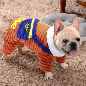 

Warm Pet Dog Clothing French Bulldog Clothes Pets Dogs Puppy Coat Jacket Winter Striped Outfits For Small Medium Large Dogs Pug