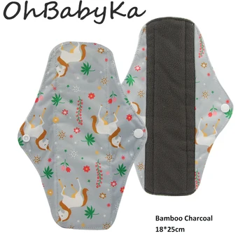 

Reusable Cloth Menstrual Pads with Bamboo-charcoal erviette Hygienique Cartoon Print Women Menstrual Pads