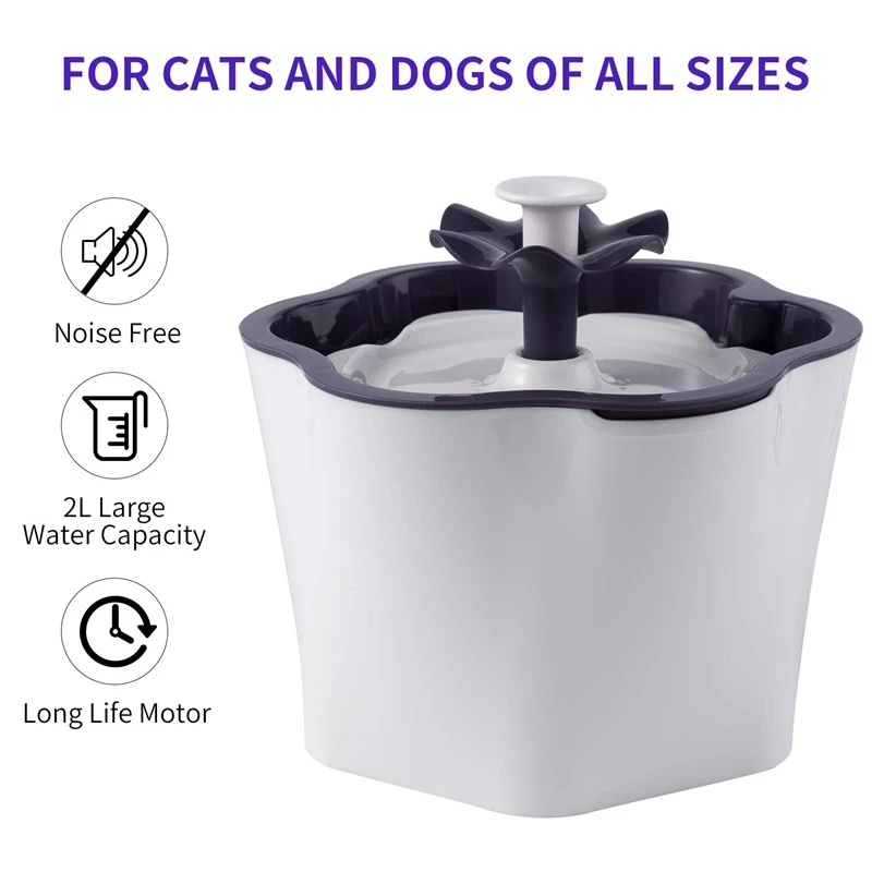 

Cat Water Fountain,2L Intelligent Power Off Removable Washable Pump with Filter Automatic Pet Drinking Water Bowl for Small Anim