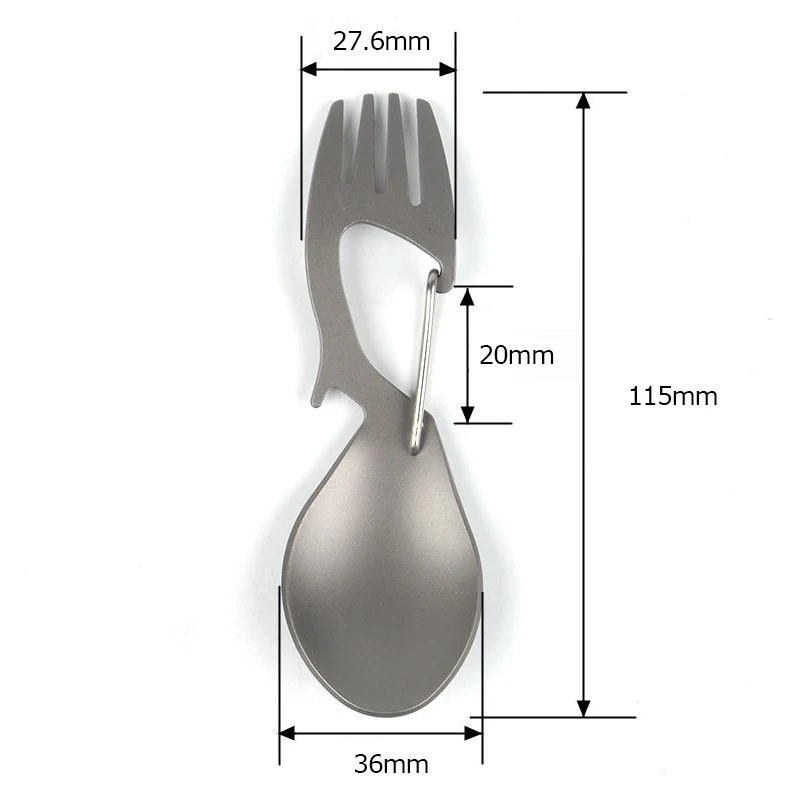 Многофункциональный инструмент из нержавеющей стали титановый сплав многофункциональная ложка и вилка карабин ворота открывалка для бутылок для кемпинга пешего туризма пикника