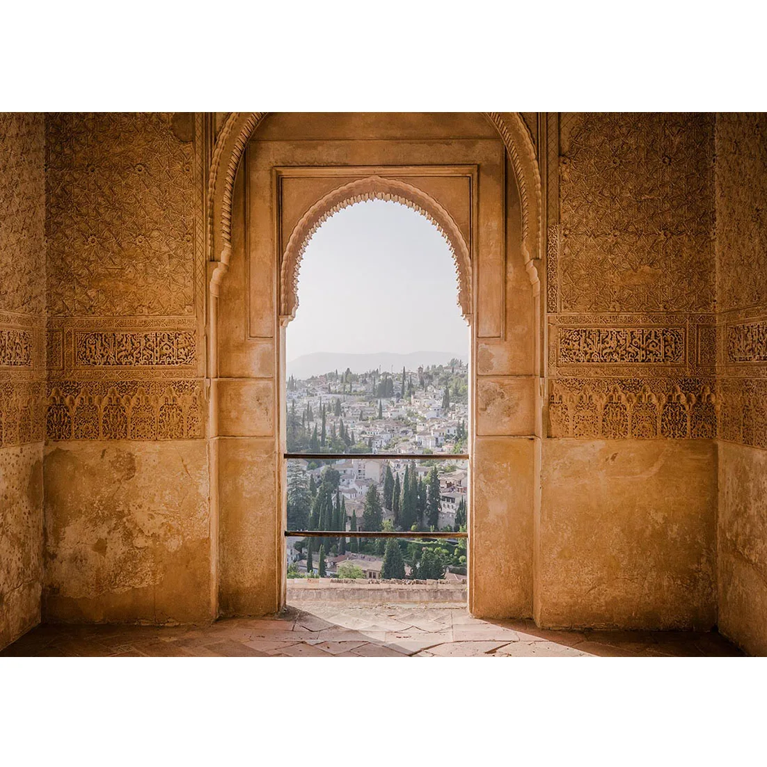 Винтажный фон для фотосъемки с арочной дверью и пейзажем портретной детской