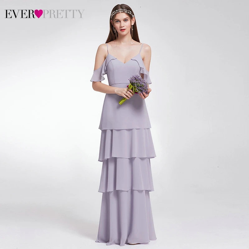 Элегантные платья подружки невесты Ever Pretty A-Line v-образным вырезом оборками Дешевые шифоновые длинные платья для свадебной вечеринки Vestidos Fiesta Boda