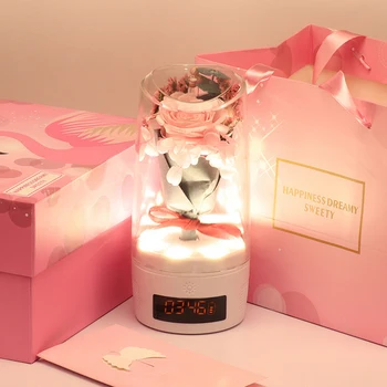 

Gosear Fashion USB Rechargeable Wireless Bluetooth Speaker with Night Light Alarm Clock for Birthday Valentines Anniversary Gift