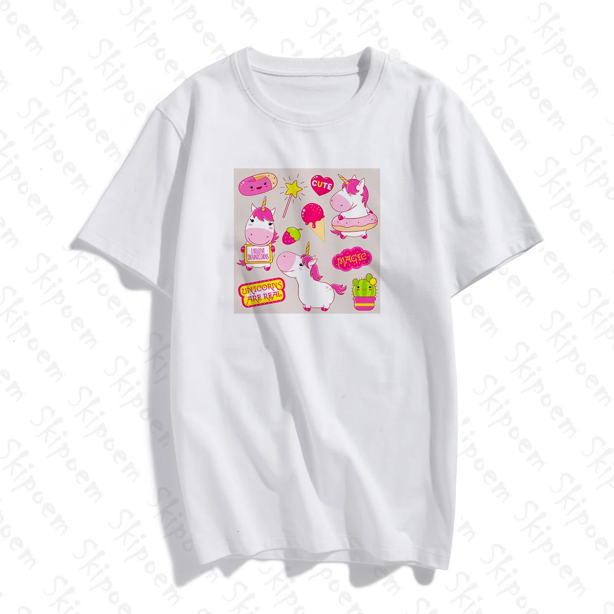Красивая девушка любит единорога Футболка женская винтажная Harajuku Kawaii панк