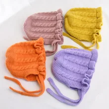 Winter Children Newborn Kids Baby Girls Toddler Solid Print Hats With Ruffle Design Casual Cute Caps Headwear Baby Hats