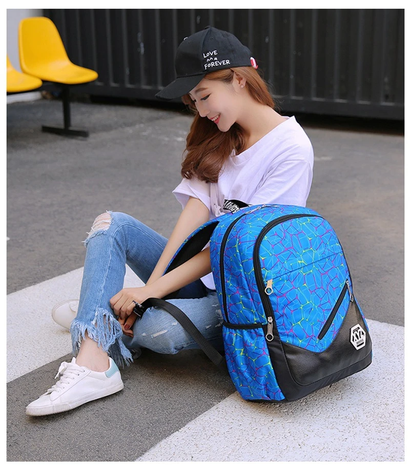 Quality Nylon School Bags Fashion Camouflage Kids Backpack For Teenagers Girls Boys Schoolbag Three-piece Travel Laptop Backpack