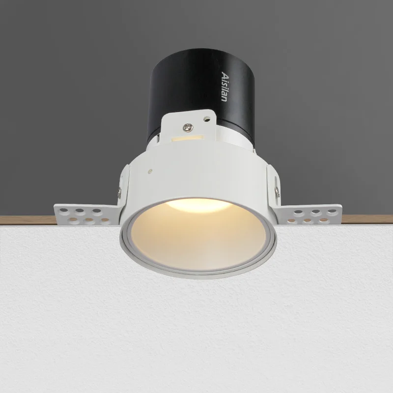 Aisilan светодиодный встраиваемый светильник без рамки с антибликовым покрытием для гостиной, коридора, спальни, размер выреза 8 см, точечный светильник, лампа