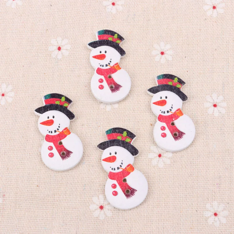 50PCS Christmas Wooden Buttons Cute Sewing Buttons Colorful Art