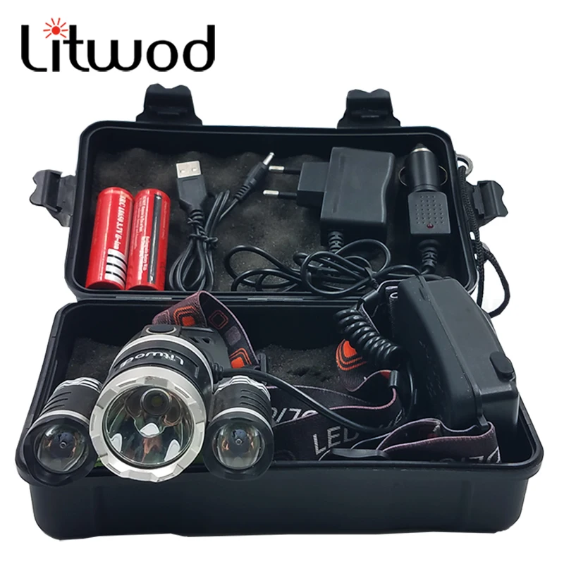 

Litwod Z35 15000LM LED Headlight Use 2*18650 battery led Headlamp head lamp Flashlight Torch lantern