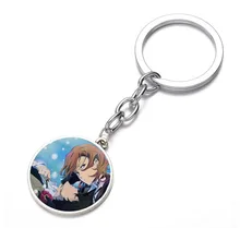 

anime Bungo Stray Dogs Keychain Bronze Silver black Glass Dome Key Chain Bag Charm necklace Keyring Holder Kids boy girl Gift