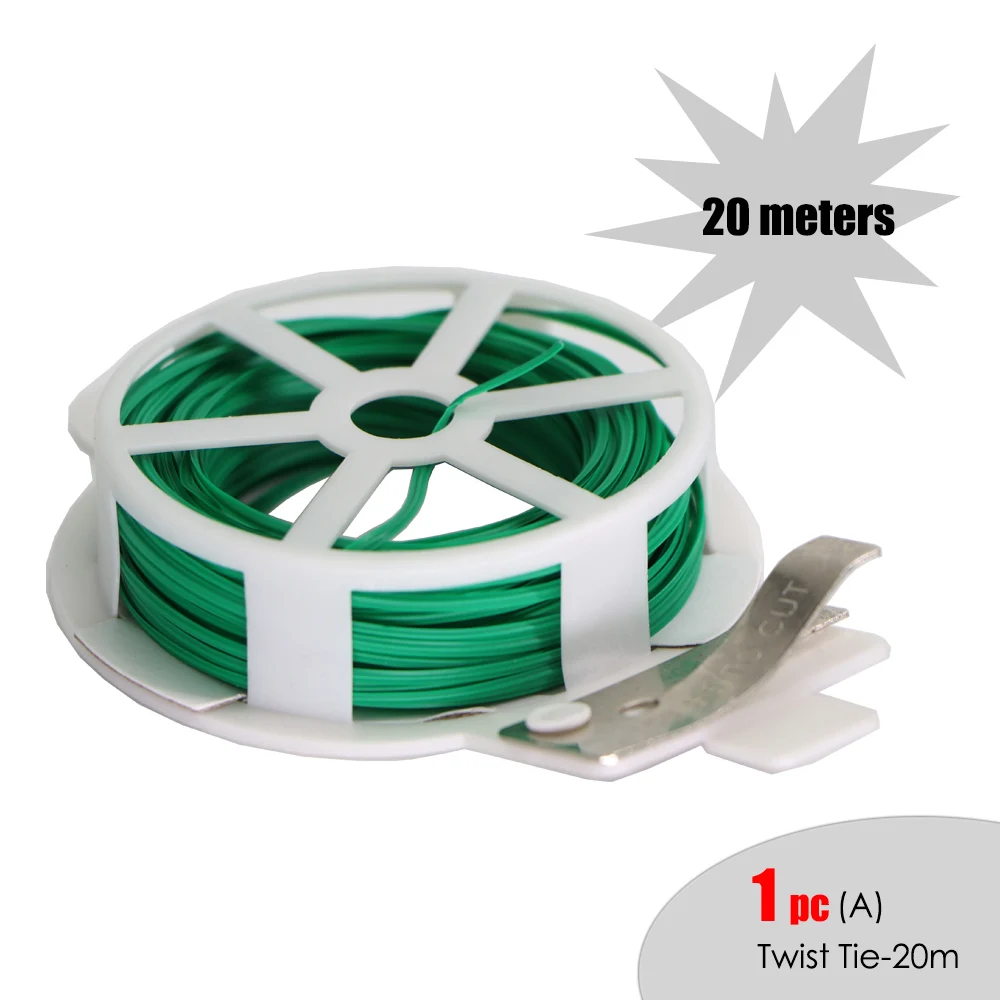 MUCIAKIE 1PC Garden Twist Tie Reusable Green Coated String With Cutter Sturdy Plant Twist Tie Gardening Vegetable Grafting Fixer