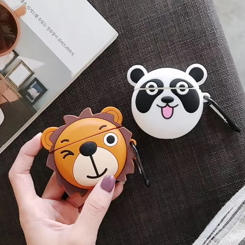 Cute Panda Lion Animal Pattern Protective Case Shockproof Cover Skin Protector for Airpods 1/2 Charging Box Accessories