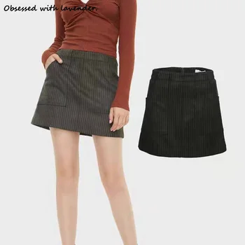 

Obsessed with lavender.Autumn and winter new youth women's pure color car line pocket A overskirt YL37R5AN2000