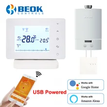 Beok BOT306RF-WIFI беспроводной термостат для газового котла умный дом контроллер температуры работает с Google Home Alexa Питание от USB
