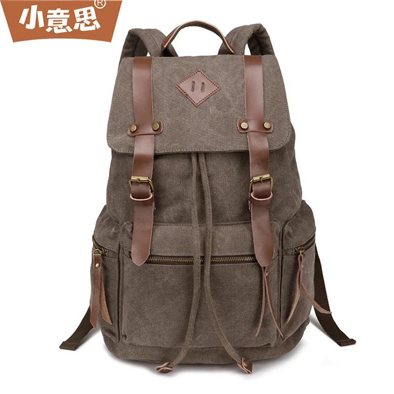 

Unisex Solid Color Canvas Backpack Backpack Outdoor New Style 2019 Spring Casual Schoolbag