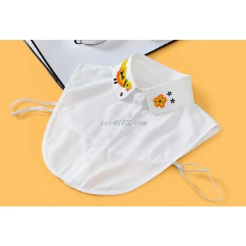 

Korean Women Handmade Beading Jewelry Detachable Fake Collar Faux Crystal Little Oriole Bird Floral Patterned Half-Shirt