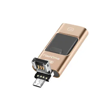 

Android mobile phone u disk dual head 3 in 1 three-use otg USB flash drive Dual-head Android for mobile phone U disk