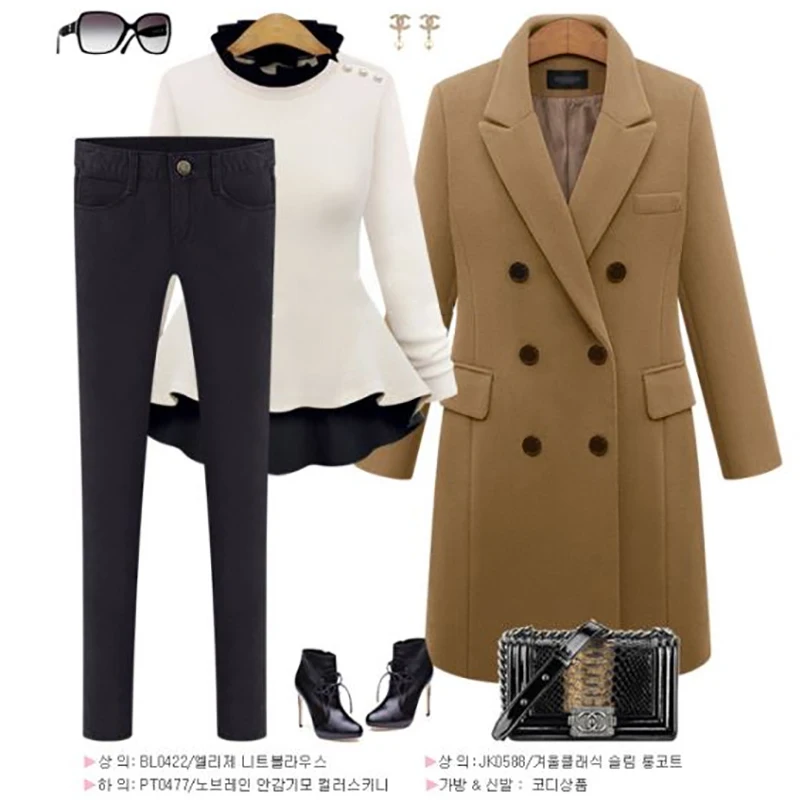 Fanco осенне-зимний костюм Блейзер Женский деловой шерстяной пиджак пальто офисные женские костюмы с длинными рукавами Блейзер плюс размер 5XL
