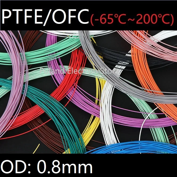 

Teflon Silver Plated Wire OD 0.8mm Soft PTFE Insulator Electron Cable OFC Tinned Copper High Temperature Headphone Line Colorful