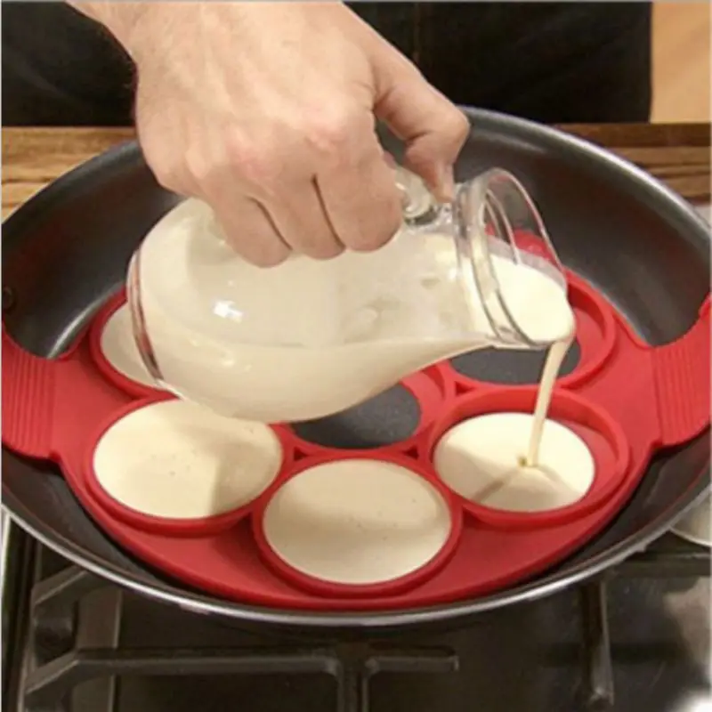 7 колец заливная форма для блинов антипригарная блинница яйцо кольцо производитель контейнер для яйца с сыром Форма для яиц Прочный инструмент для готовки# h
