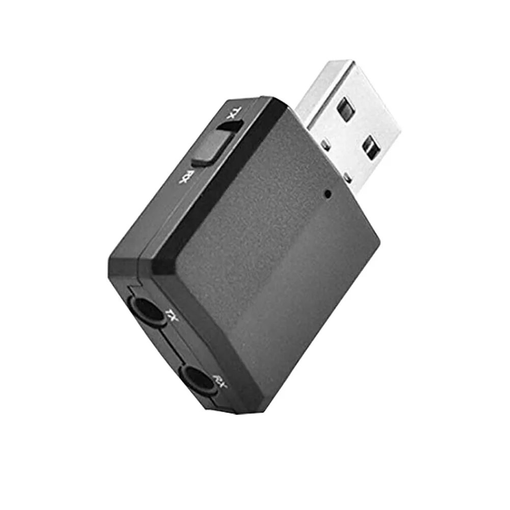 Black Portable Wireless Aux Car Mini Bluetooth Computer Audio Adapter Transmitter Receiver Music USB With Cable Multifunction TV - Color: Black