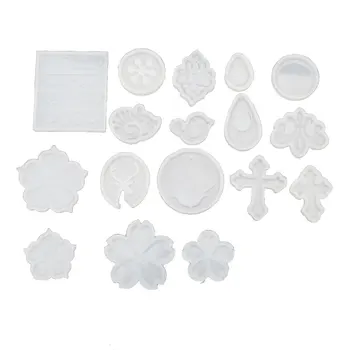 

17Pcs Flower Cross Round Teadrop Bird Jewelry Pendant Mold Jewelry Making Tools