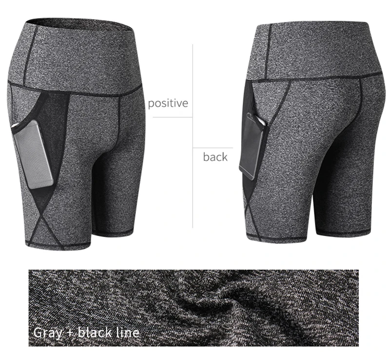 New Women's Pocket Design Compression Yoga Shorts Running Tights Women Quick Dry Outdoor Sports Gym Fitness Sport Shorts