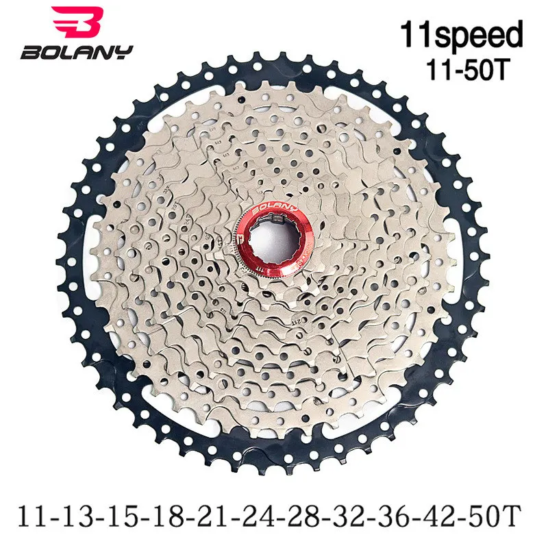 Bolany 11 скоростная кассета MTB 11V 11-50T 11-52T набор звездочек со встроенной трещоткой для горного велосипеда широкого соотношения Сверхлегкий 704g Велосипед маховик совместимый - Цвет: 11-50T