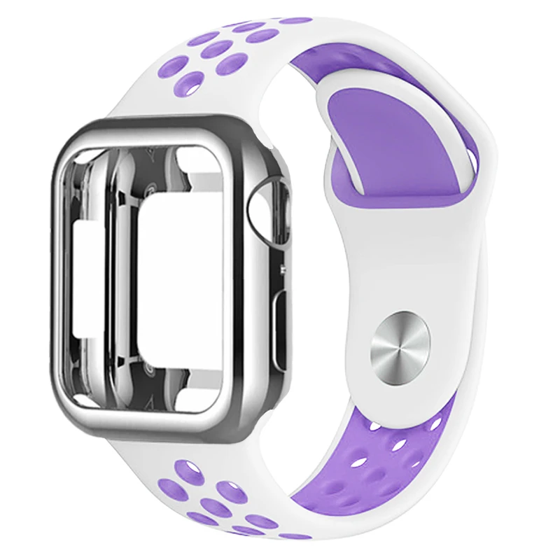 Силиконовый ремешок+ мягкая оболочка, 38 мм 40 мм 42 44 мм чехол подходит для наручных часов Apple Watch Series 5/4/3/2/1 спортивный браслет наручных часов iwatch, браслет