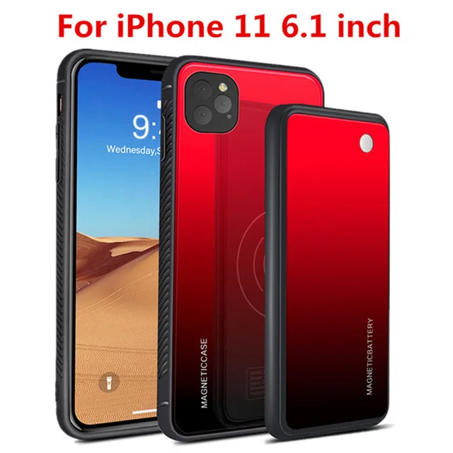 Red for 11 Беспроводной зарядный Магнитный чехол для аккумулятора s для iPhone 11 Pro Max power Bank чехол для iPhone 11 Pro/11 запасная крышка для зарядного устройства - Цвет: Red for 11