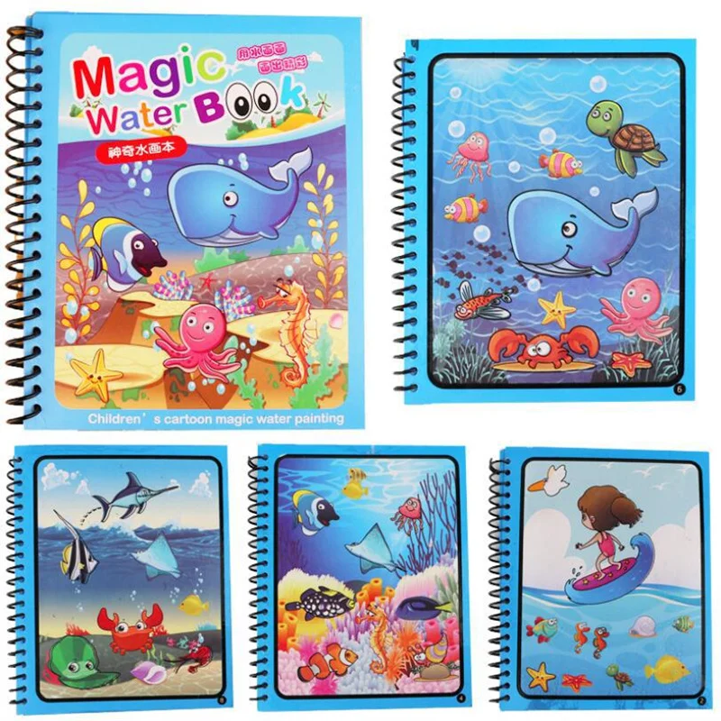 

Diy Magic Water Drawing Book Coloring Books Doodle & Magic Pen Painting Drawing Board Toys for Children Birthday Kids Gift