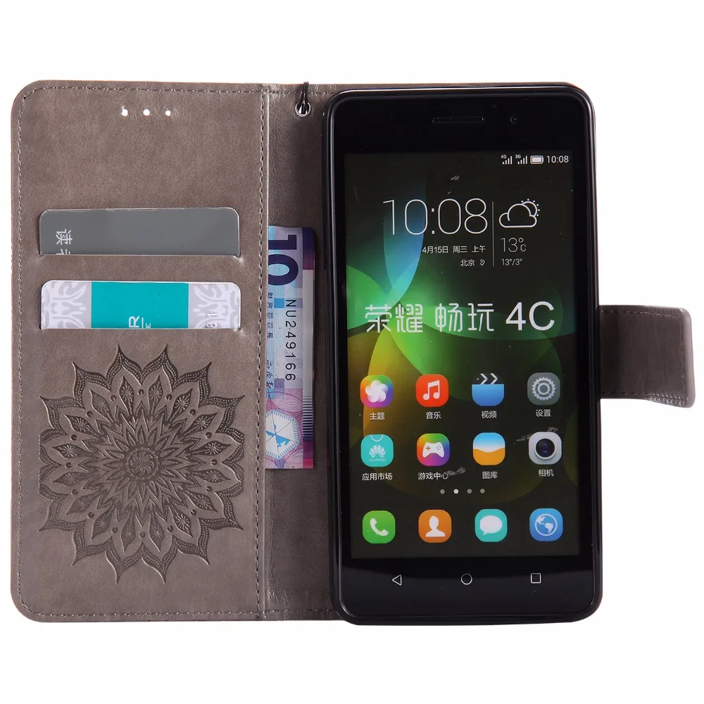 Чехол с тисненым узором для huawei Honor 4C, чехол для Honor 4C, чехол 5 дюймов+ держатели для карт