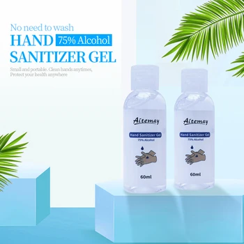 

60ml Portable Antibacterial Hand Sanitizer Gel Rinse-free Round Bottle Alcohol Liquid Soap Cleanser