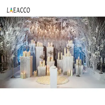 

Laeacco Christmas Candles Festvials Party Stage Winter Prayer Forest Scenic Photo Background Photographic Backdrop Photo Studio