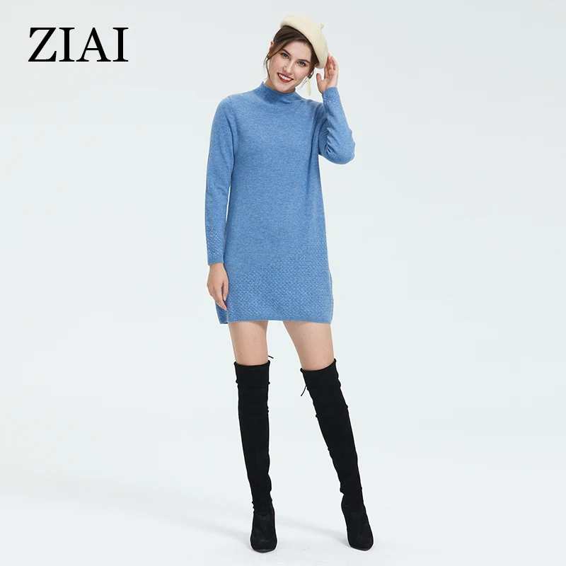 Vrouwen Truien-Lente-Herfst Blauwe Rok Met Lange Mouwen En Hoge-Hals, ontworpen Voor Vrouwelijke En Dames Vrouwen Truien-Lente-Herfst Blauwe Rok Met Lange Mouwen En Hoge-Hals, ontworpen Voor Vrouwelijke En Dames