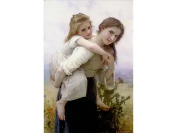 

12 Hand Painted Art Paintings by College Teachers - Pleasant burden girls William-Adolphe Bouguereau - Oil Painting on Canvas