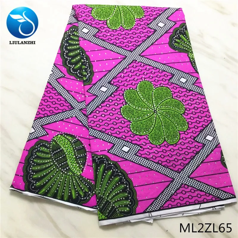 ML2ZL65 LIULANZHI, Анкара, принт, воск, больше, украшение камнями, полиэстер, камни, воск для вечерние, в африканском стиле, 6 ярдов/шт, ткань, принт, воск ML2ZL71 - Цвет: ML2ZL65