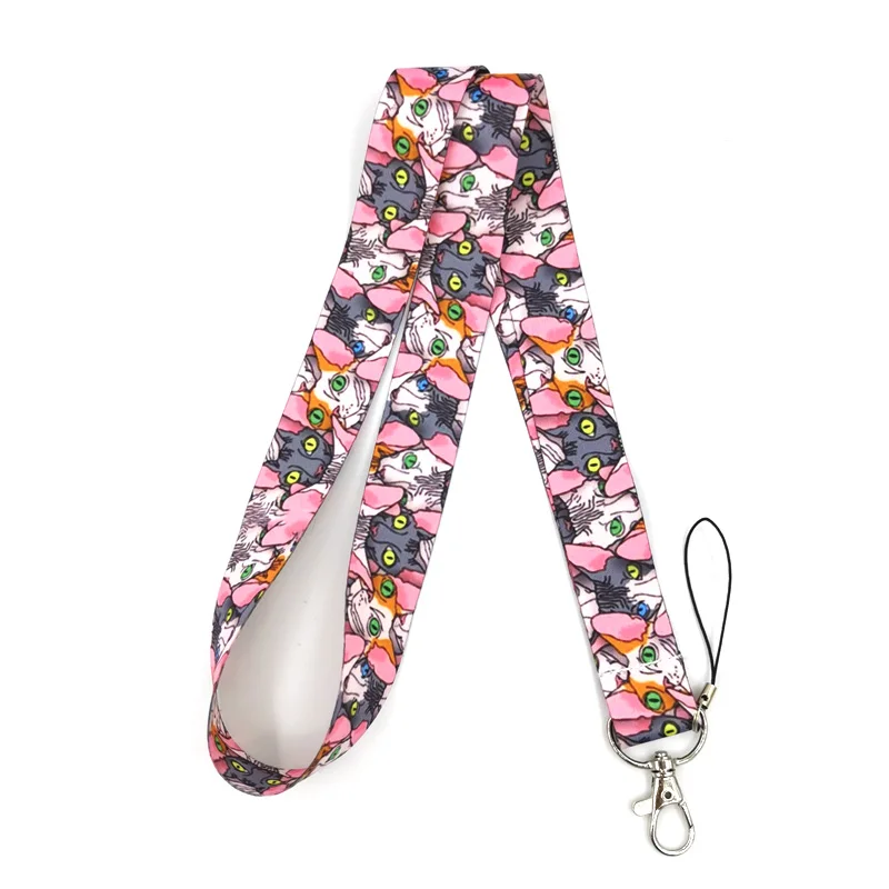 Hairless Sphynx Cat Keychain Lanyards Id Badge Holder ID Card Pass Gym Mobile Phone Key Strap webbings ribbons | Украшения и